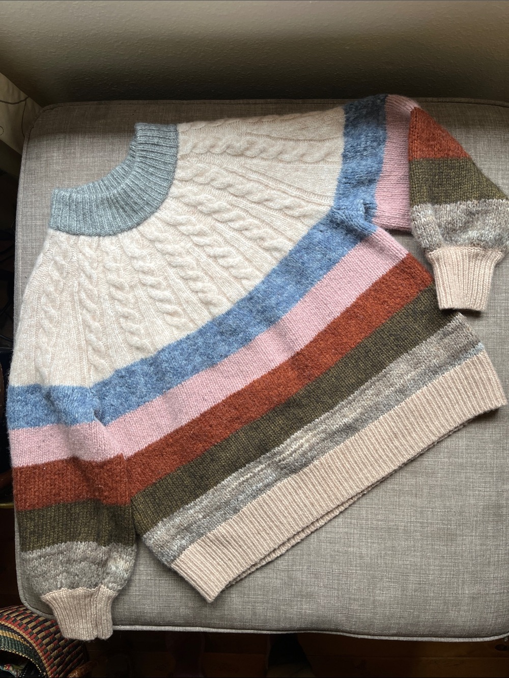 Madewell Chunky Knit Cropped Loose Fit Sweater Wool Blend S